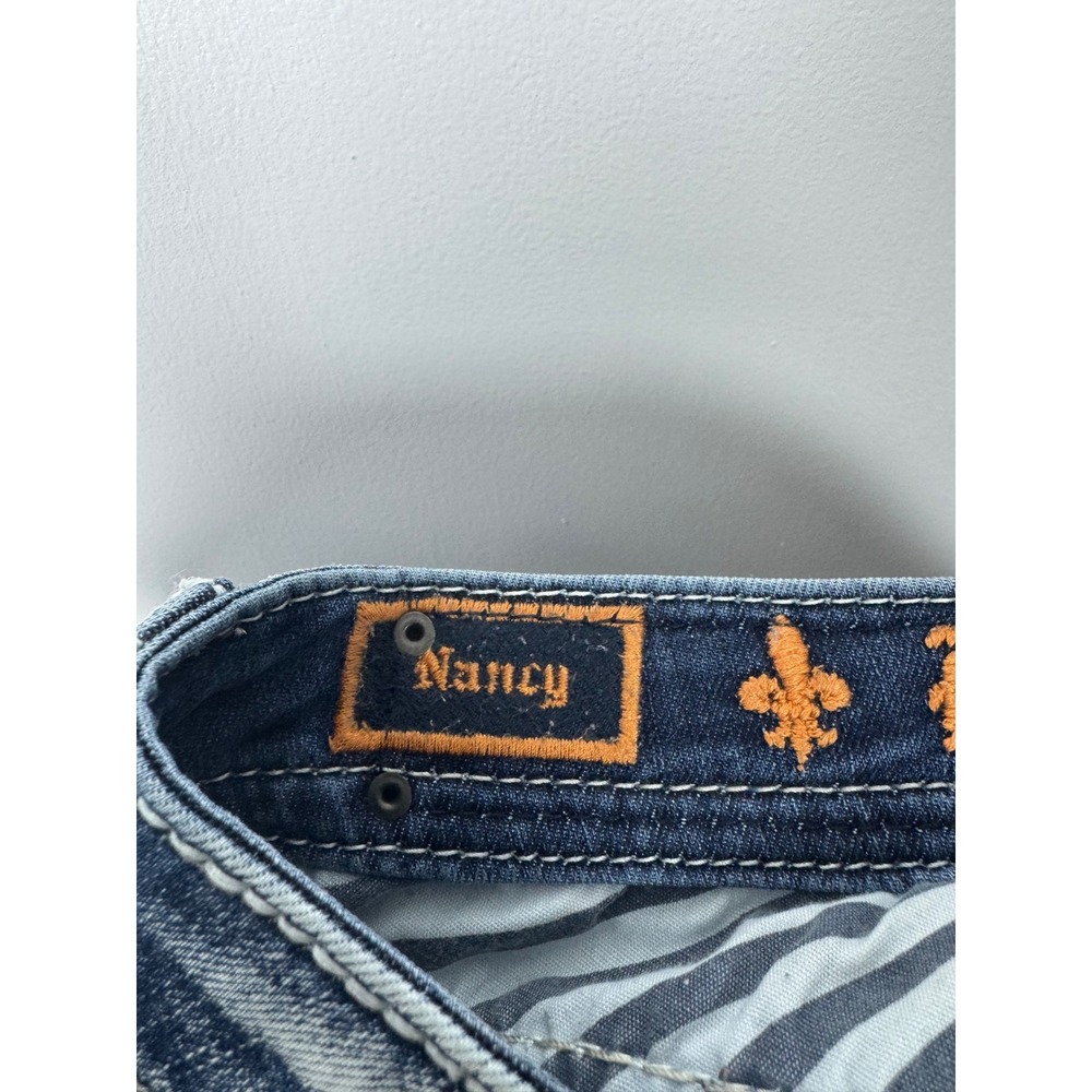 Y2K Rock Revival Womens 25 Nancy Bootcut Jeans Blue Embellished Frayed E8536M85X - Picture 10 of 14